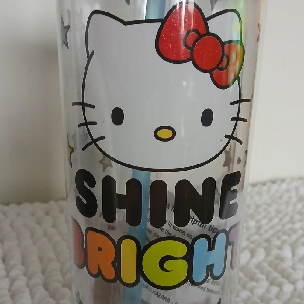 Hello‎ Kitty Colorful Girly SHINE BRIGHT Tumbler with Red Lid and Colorful Stars